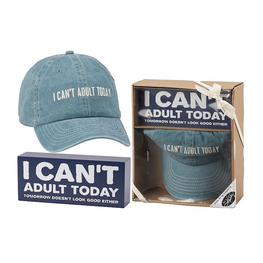 "I Can't Adult Today" Ballcap & Sign Gift Box
